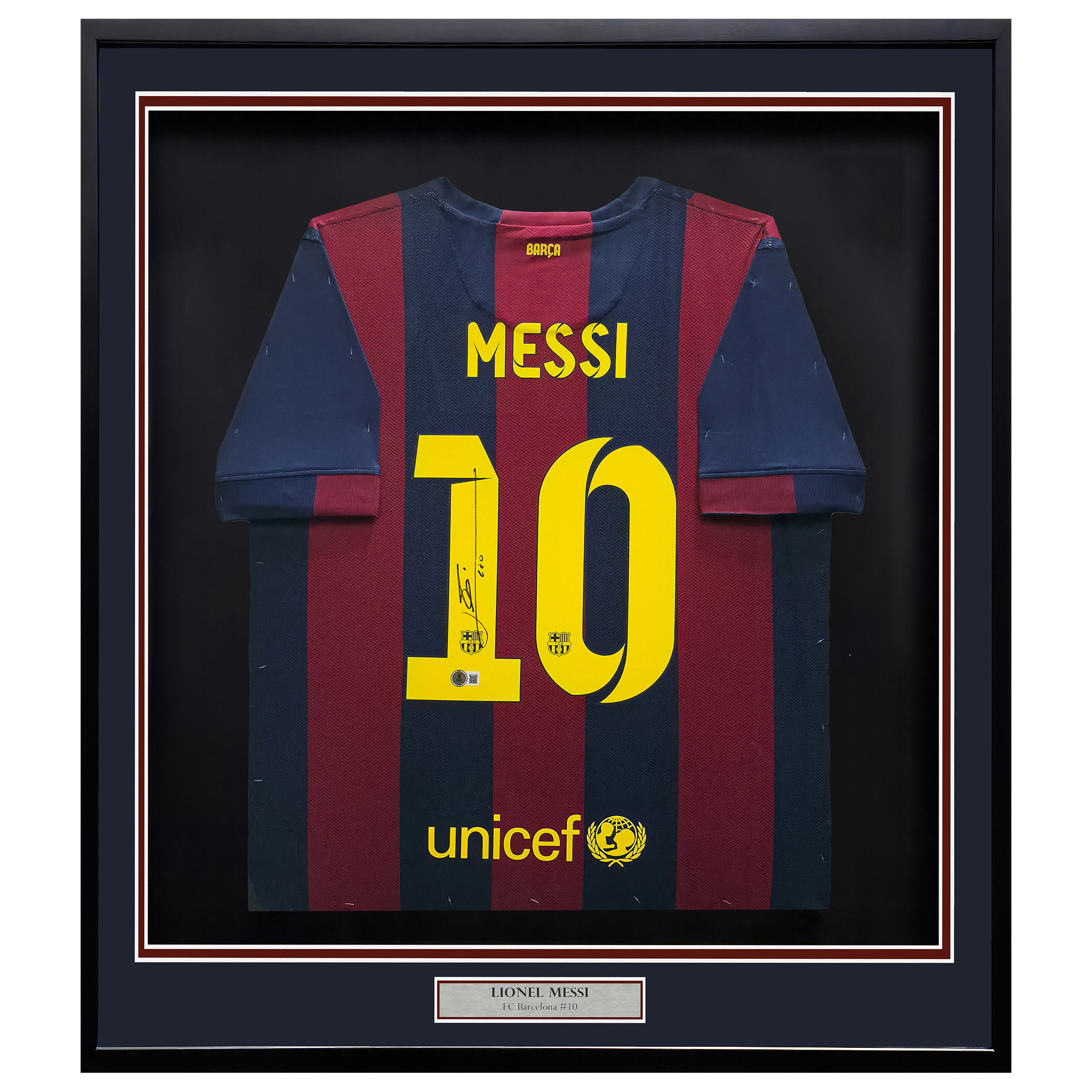 Lionel Messi Autographed Framed Blue and Red FC Barcelona Jersey
