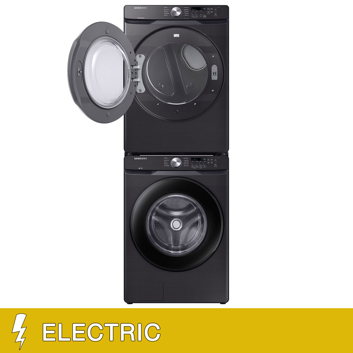 Samsung 4.5 cu. ft. Front Load Washer with Vibration Reduction Technology+ and 7.5 cu. ft. ELECTRIC Dryer with Stacking Kit