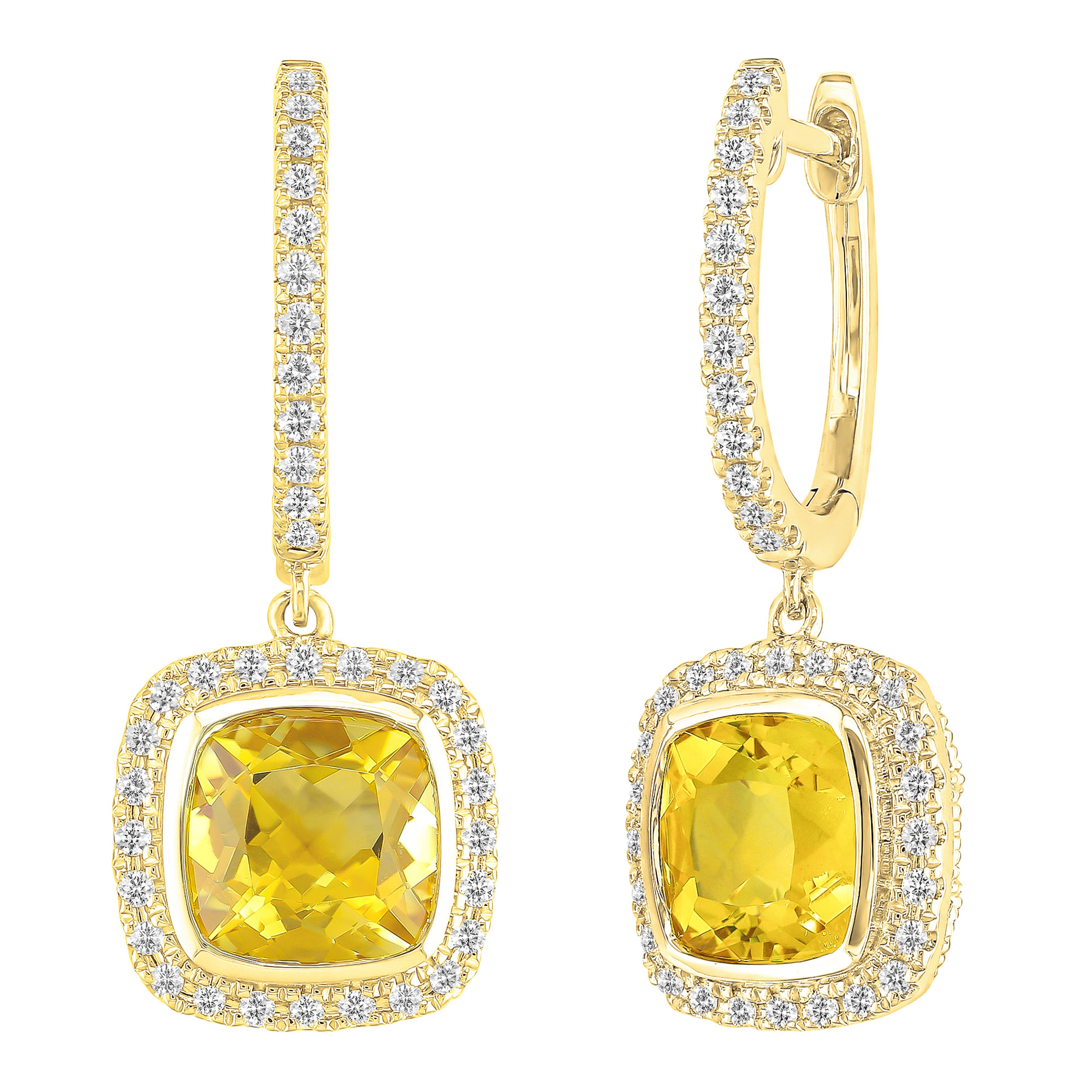 Cushion Cut Citrine and Diamond Earrings (0.33 ctw)