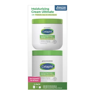 Cetaphil Moisturizing Cream Ultimate with Prebiotic Aloe, Very Dry to Dry Sensitive Skin, 20 oz + 16 oz, 2-pack
