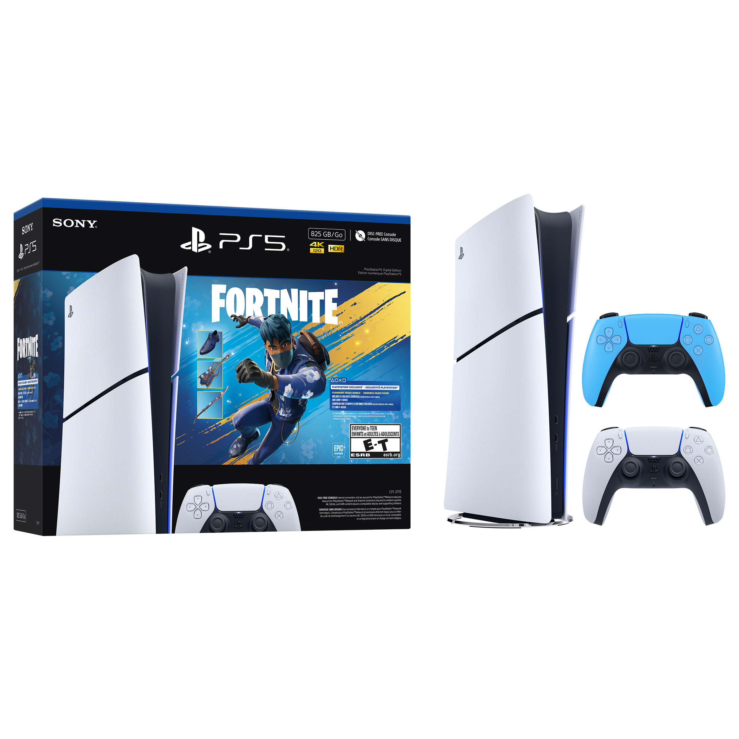 Sony PlayStation 5 Digital Console and Fortnite Flowering Chaos Bundle with Additional DualSense Controller