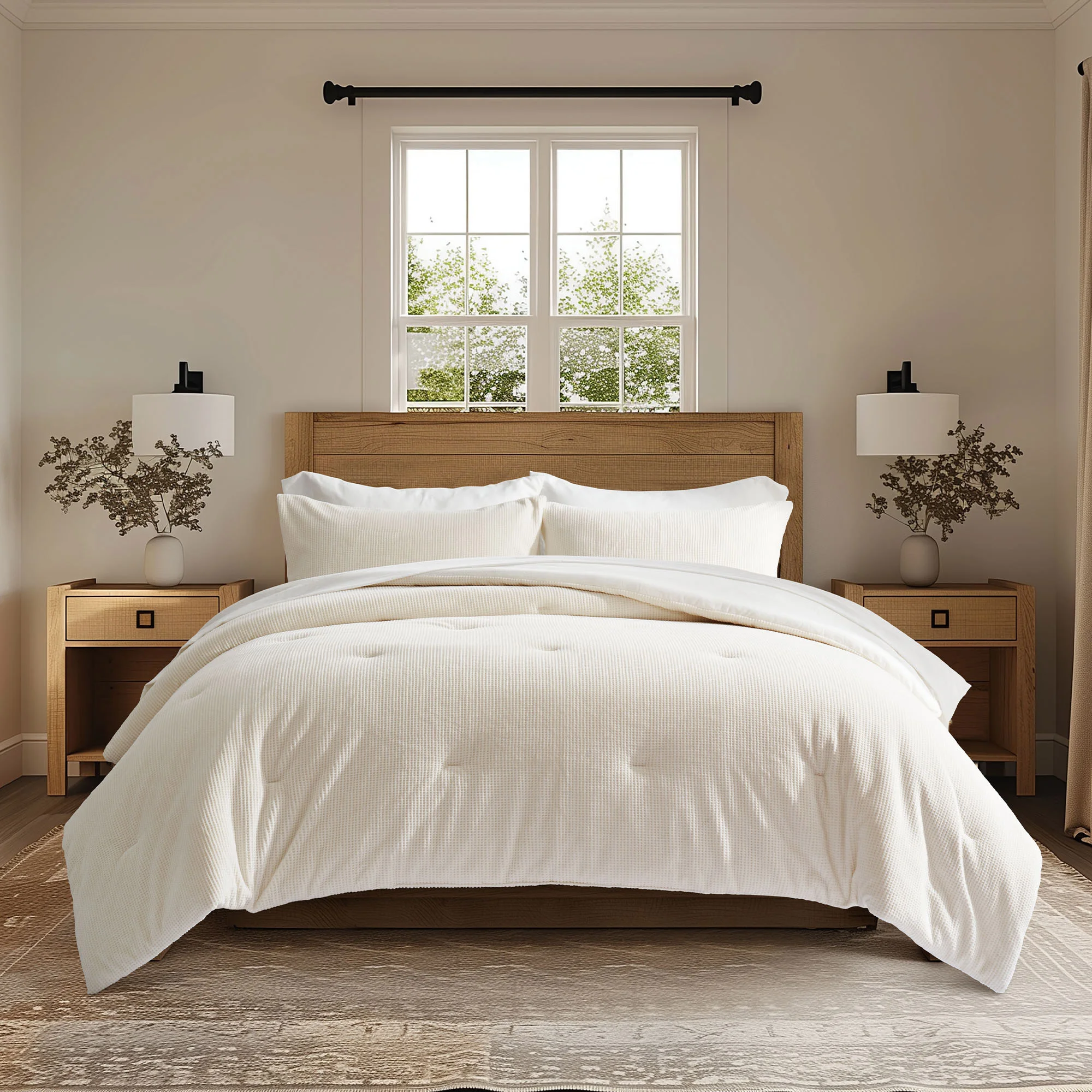 King Size Evergrace Mini Waffle Plush Comforter 3-piece Set