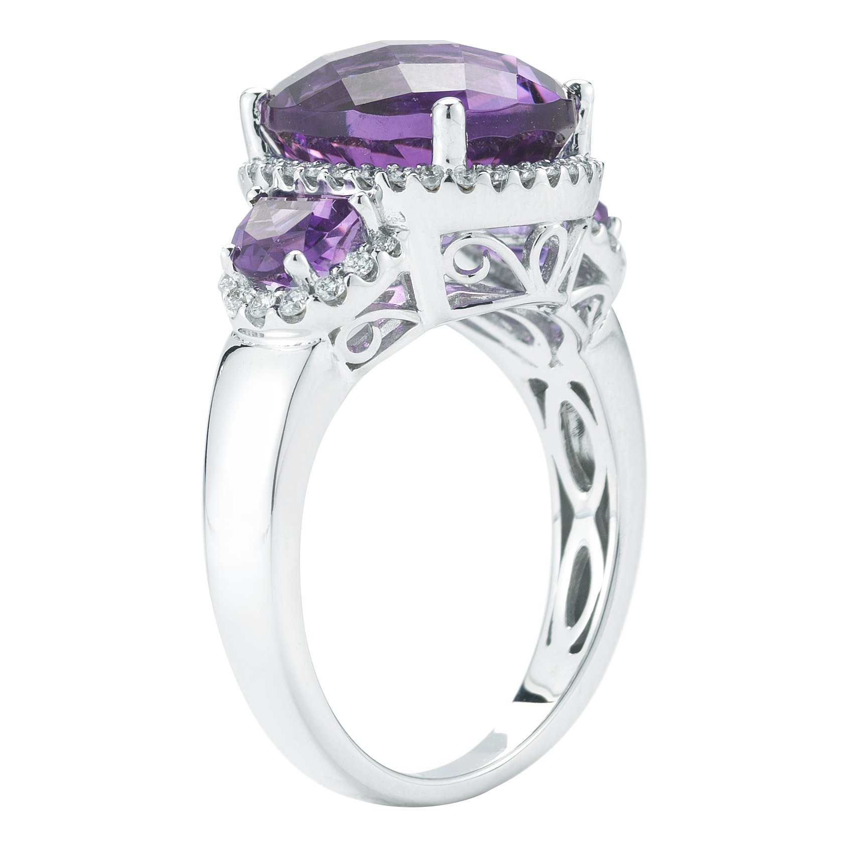 Oval and Half Moon Amethyst and Diamond Ring (0.28 ctw) | Costco