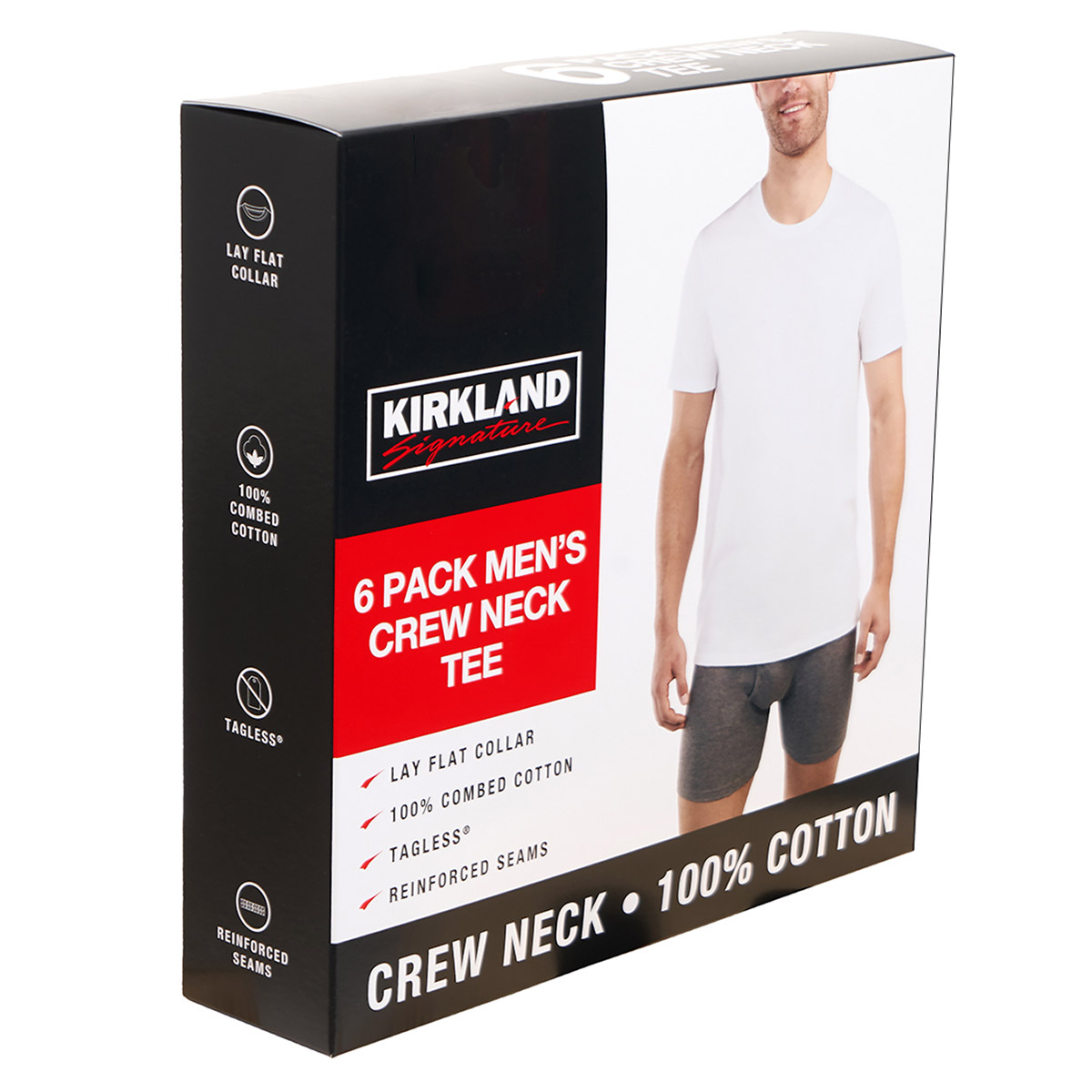 T-shirt Girocollo Uomo Kirkland Signature, Confezione Da 6