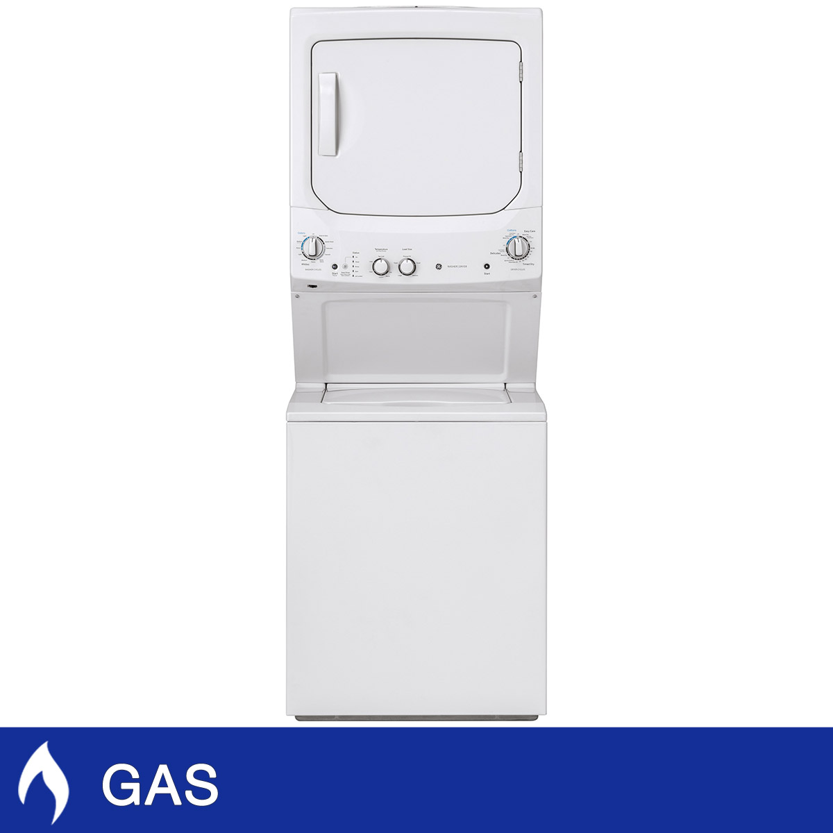 GE 27" Unitized Spacemaker with 3.8 cu. ft. Agitator Washer and 5.9 cu. ft. GAS Dryer Laundry Center