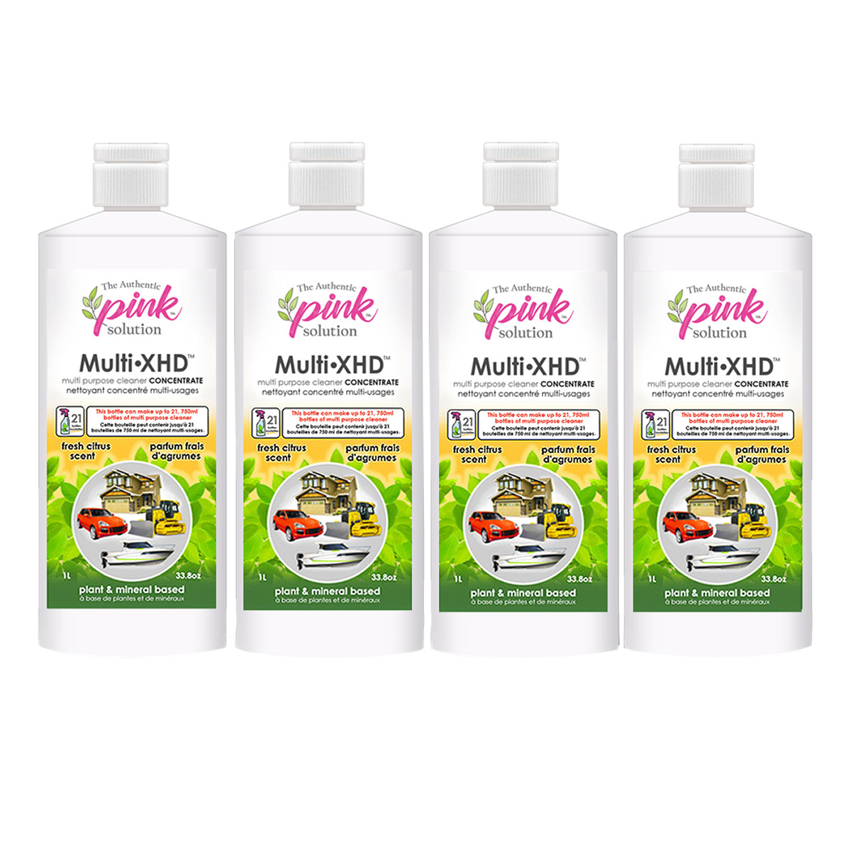 Pink Solution Multi-surface Concentrate Cleaner Fresh Citrus, 4 × 1 L (33.8 oz.)
