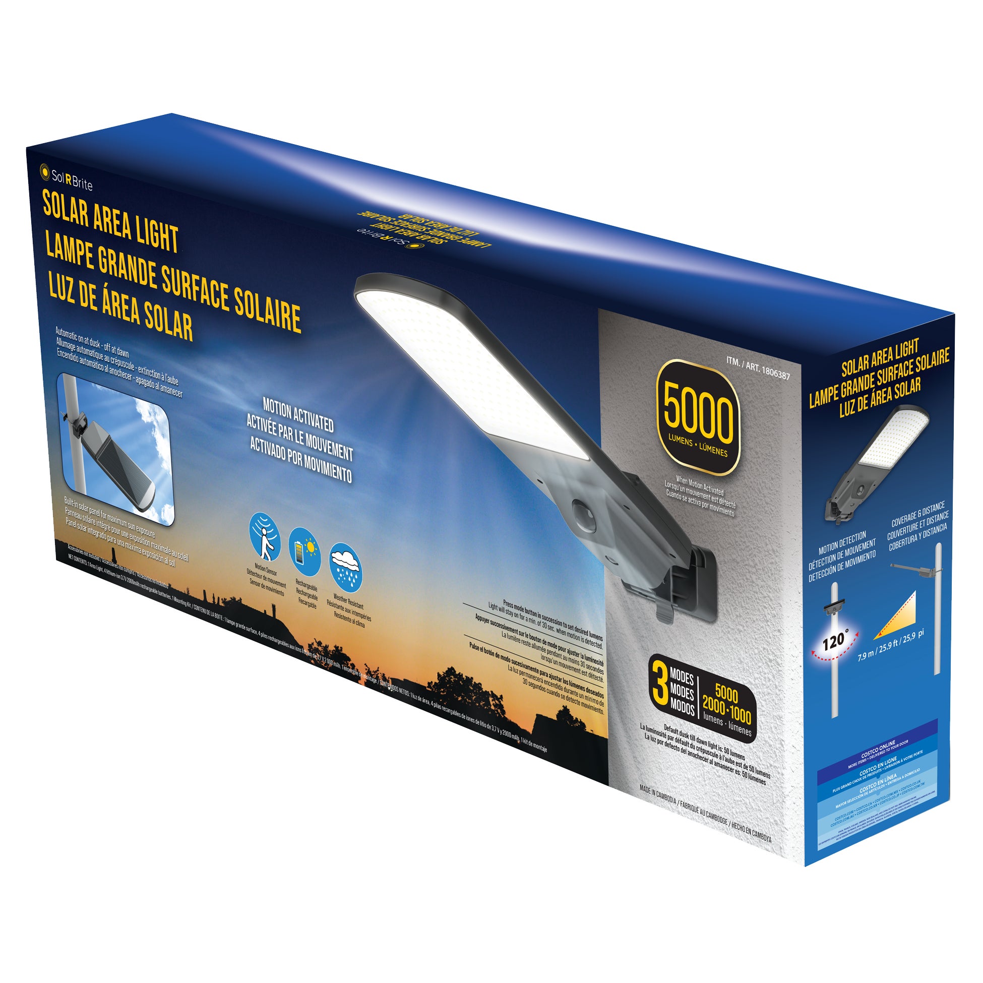 Sol-R-Brite Motion Activated Solar Area Light, 3 Light Modes | Costco