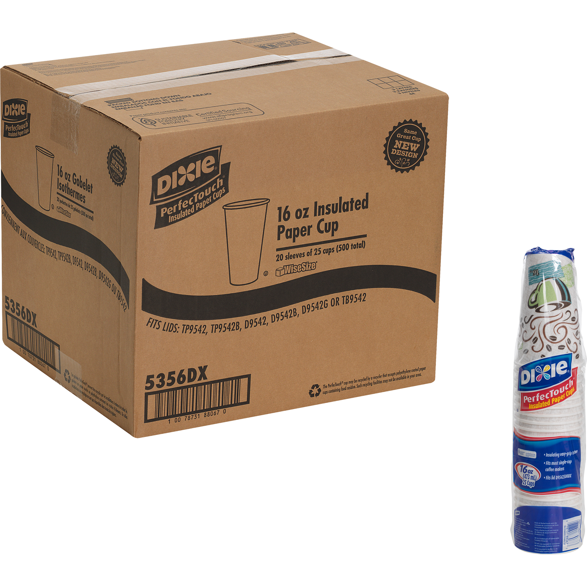 Dixie Perfect Touch Hot Cup 16 oz  500-count