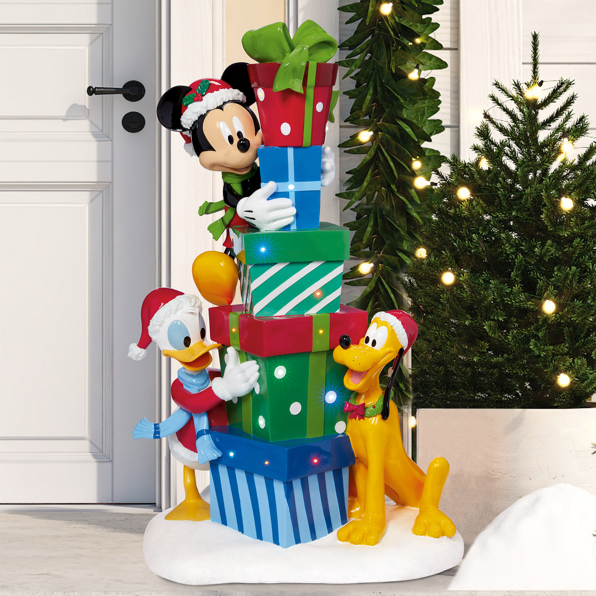 1.22 m (4 ft) Holiday Disney Stacked Characters with Giftbox 