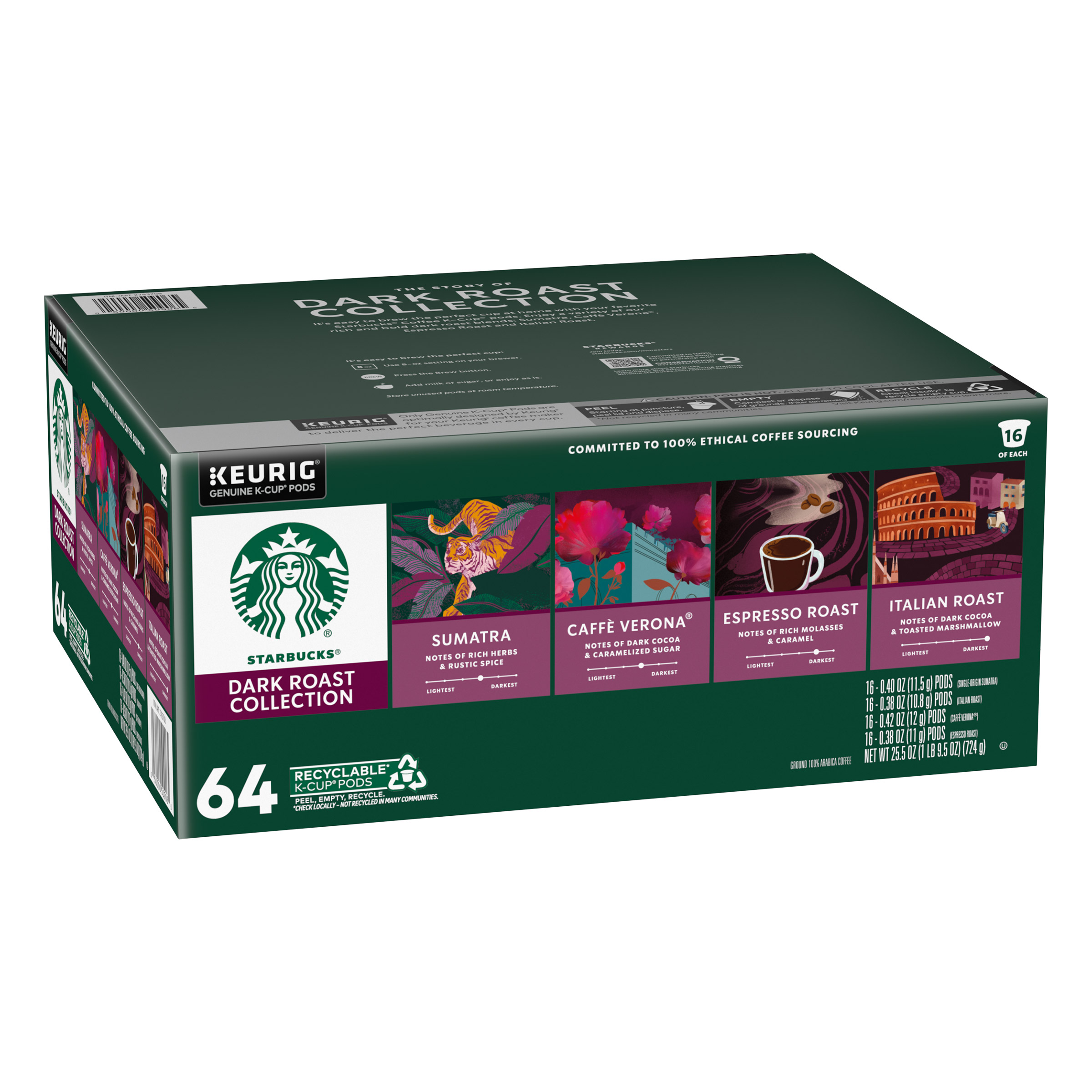 Starbucks Dark Roasts Variety Pack K-Cup Pod, 64-count | Costco