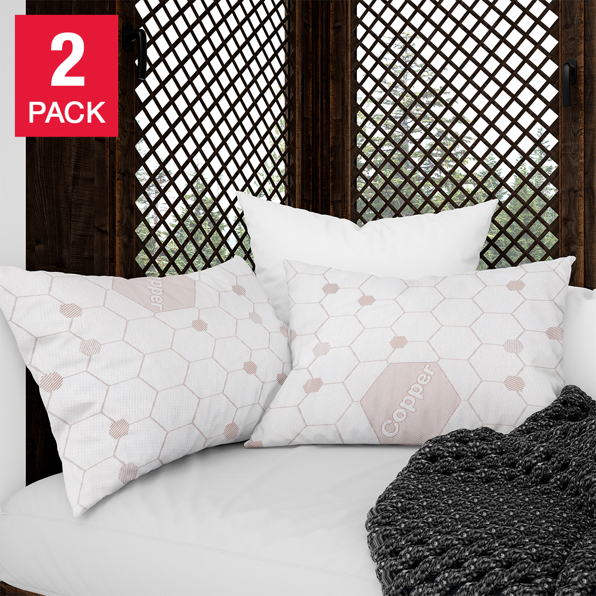 Cotton House Copper Infused Pillow, 2-pack