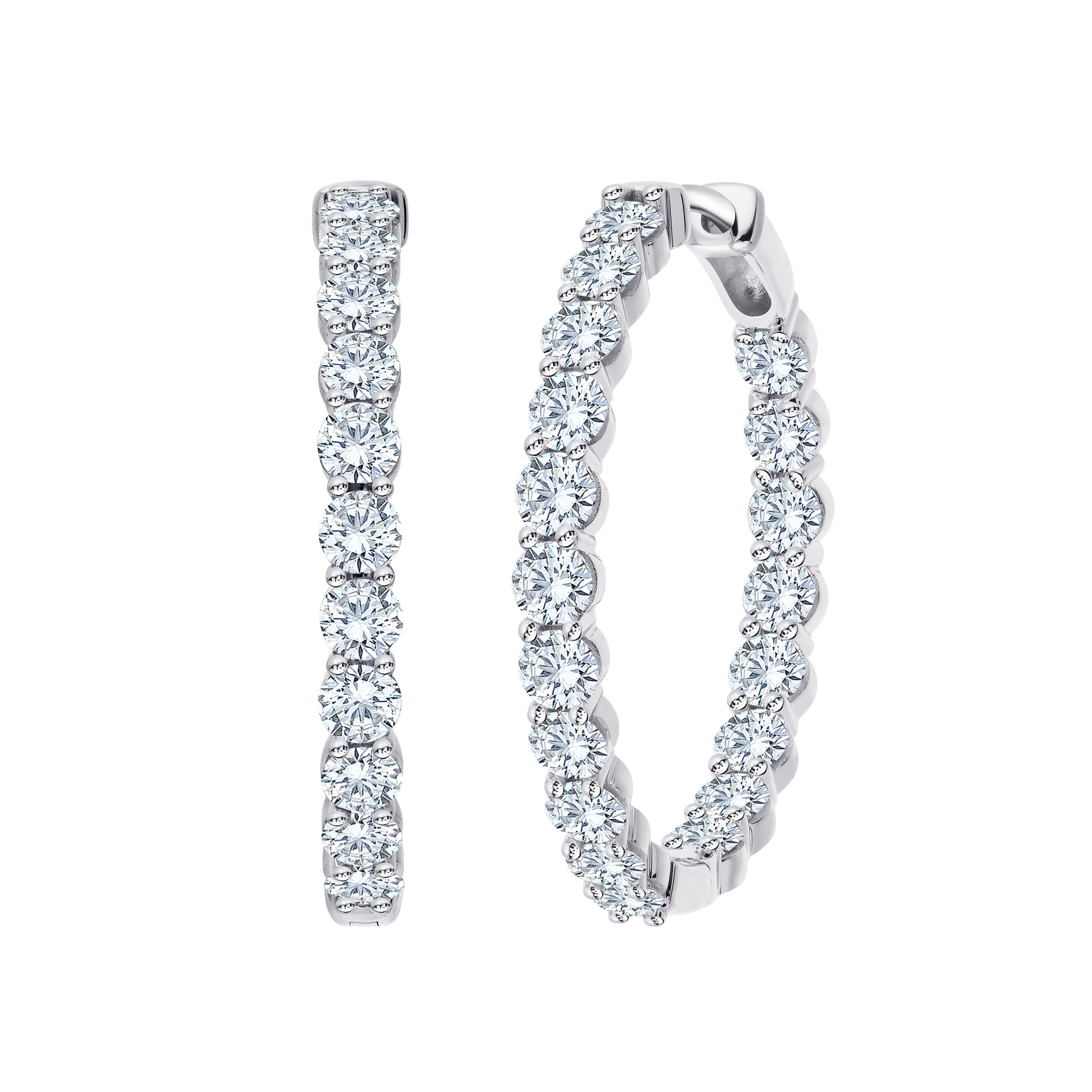 Round Brilliant Diamond Hoop Earrings (3.00 ctw)