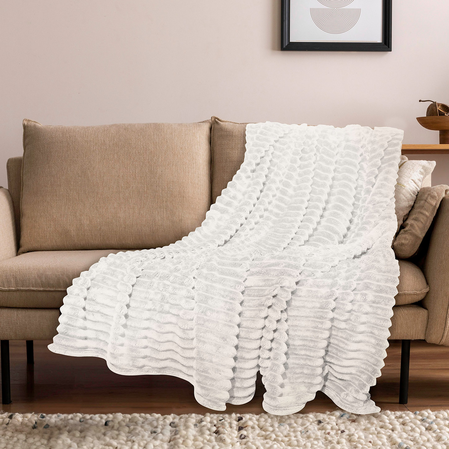 Wide Ribbed Flannel Blanket