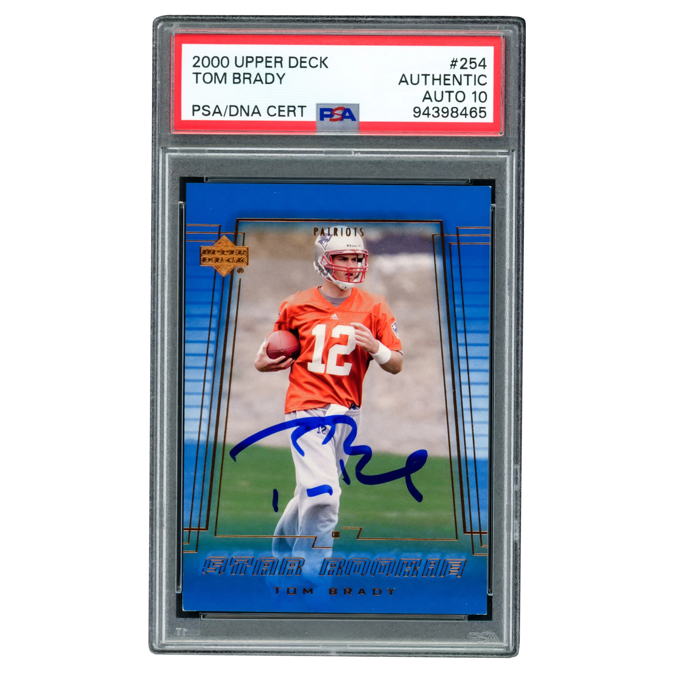 Tom Brady Autographed 2000 Upper Deck Rookie Card #254 New England