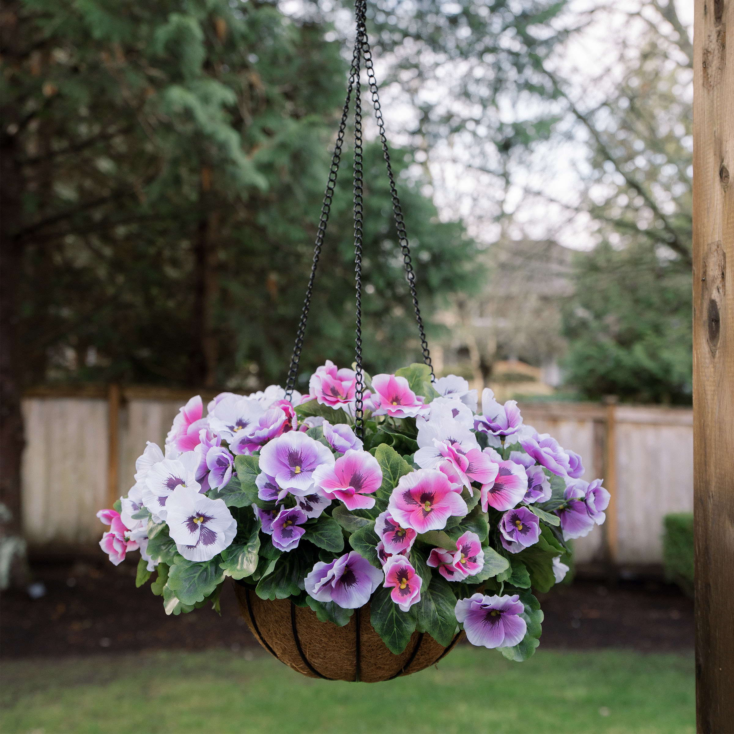 Faux UV Resistant Pansy Hanging Basket | Costco