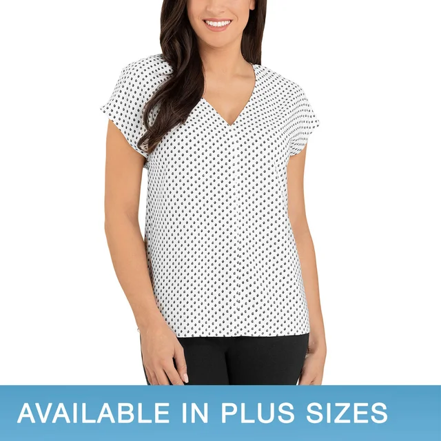 HILARY RADLEY WOMEN'S SHORT SLEEVE V-NECK BLOUSE