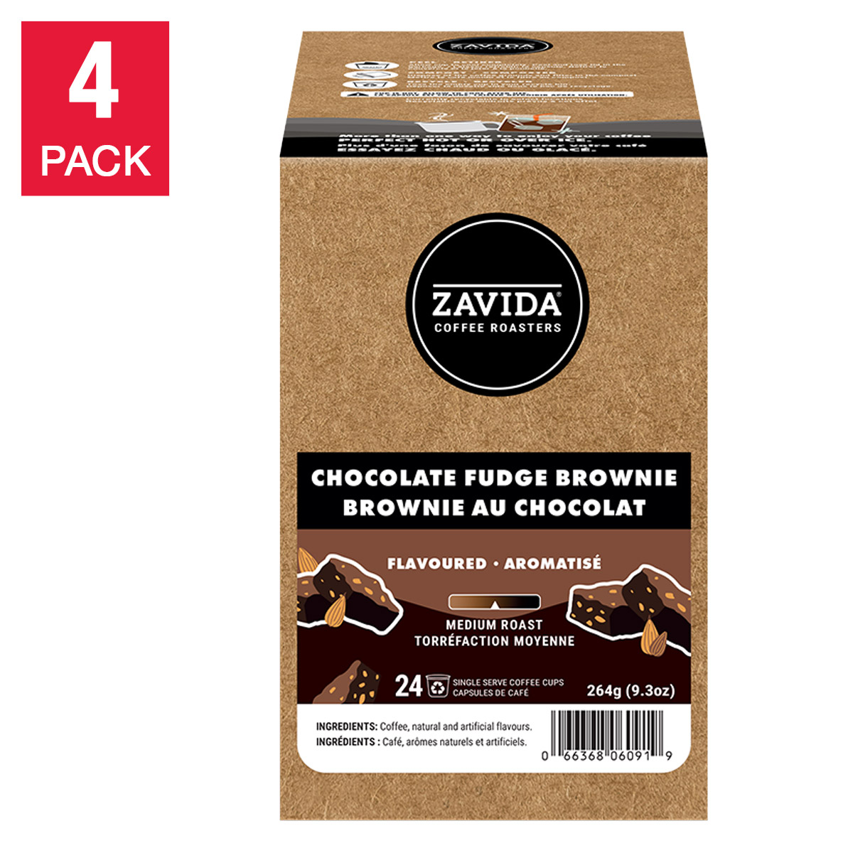 Zavida Chocolate Fudge Brownie K Cup Pods, 96-count