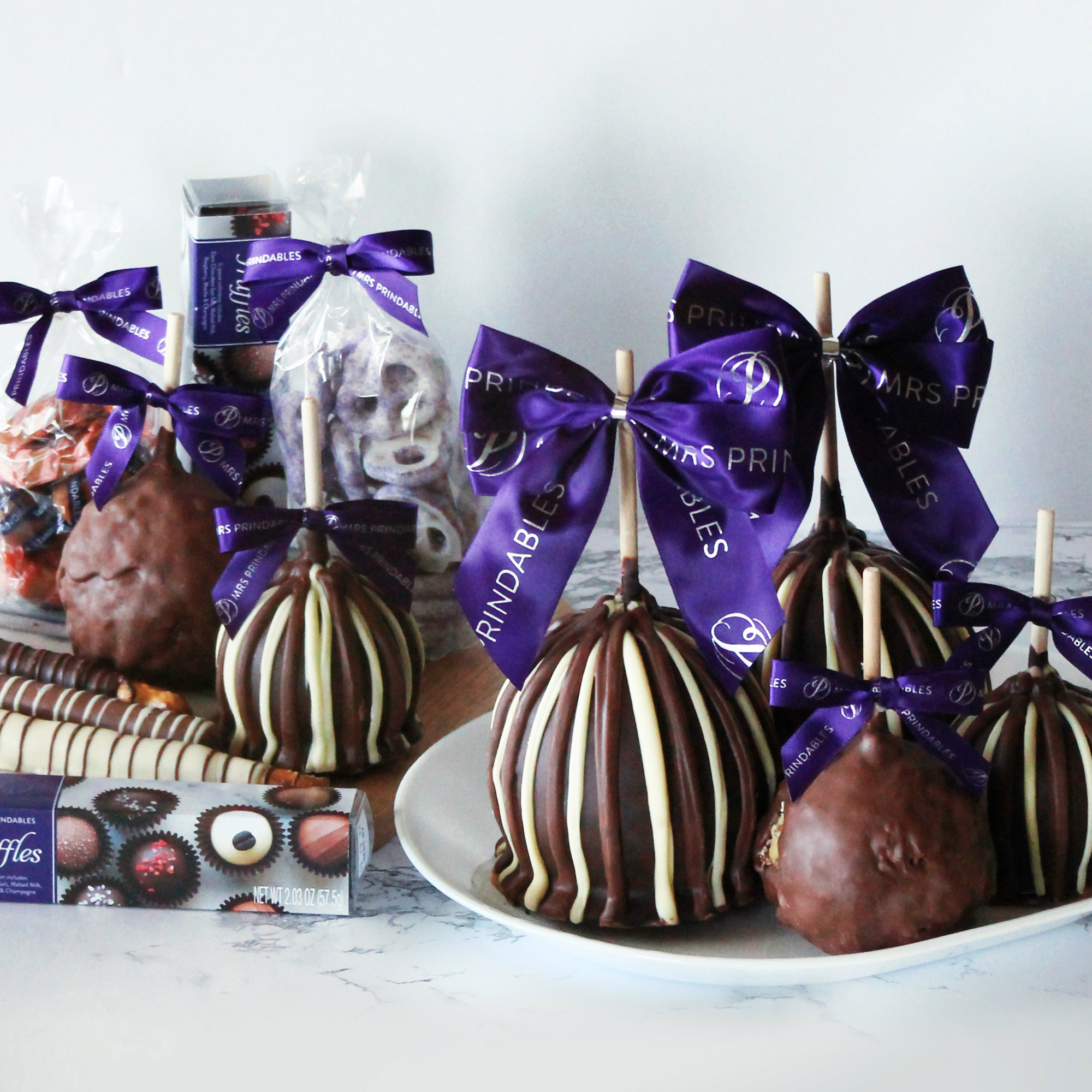 Mrs. Prindables 6 Gourmet Caramel Apples and Confections Gift