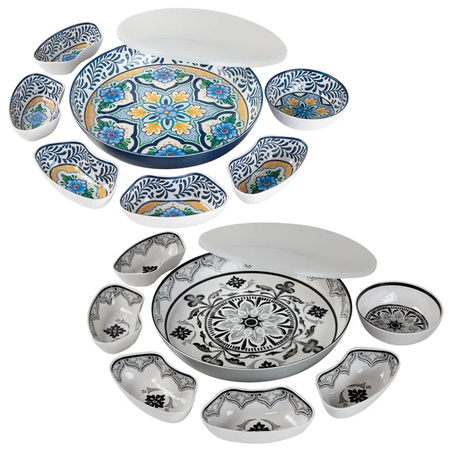 MELAMINE 15" LAZY SUSAN WITH LID 7-PIECE SET