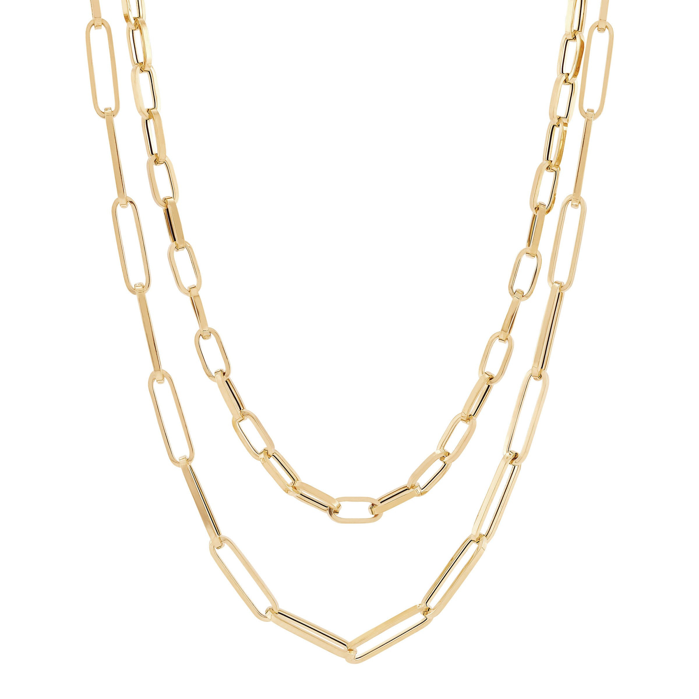 14kt Yellow Gold Layered Paperclip Necklace