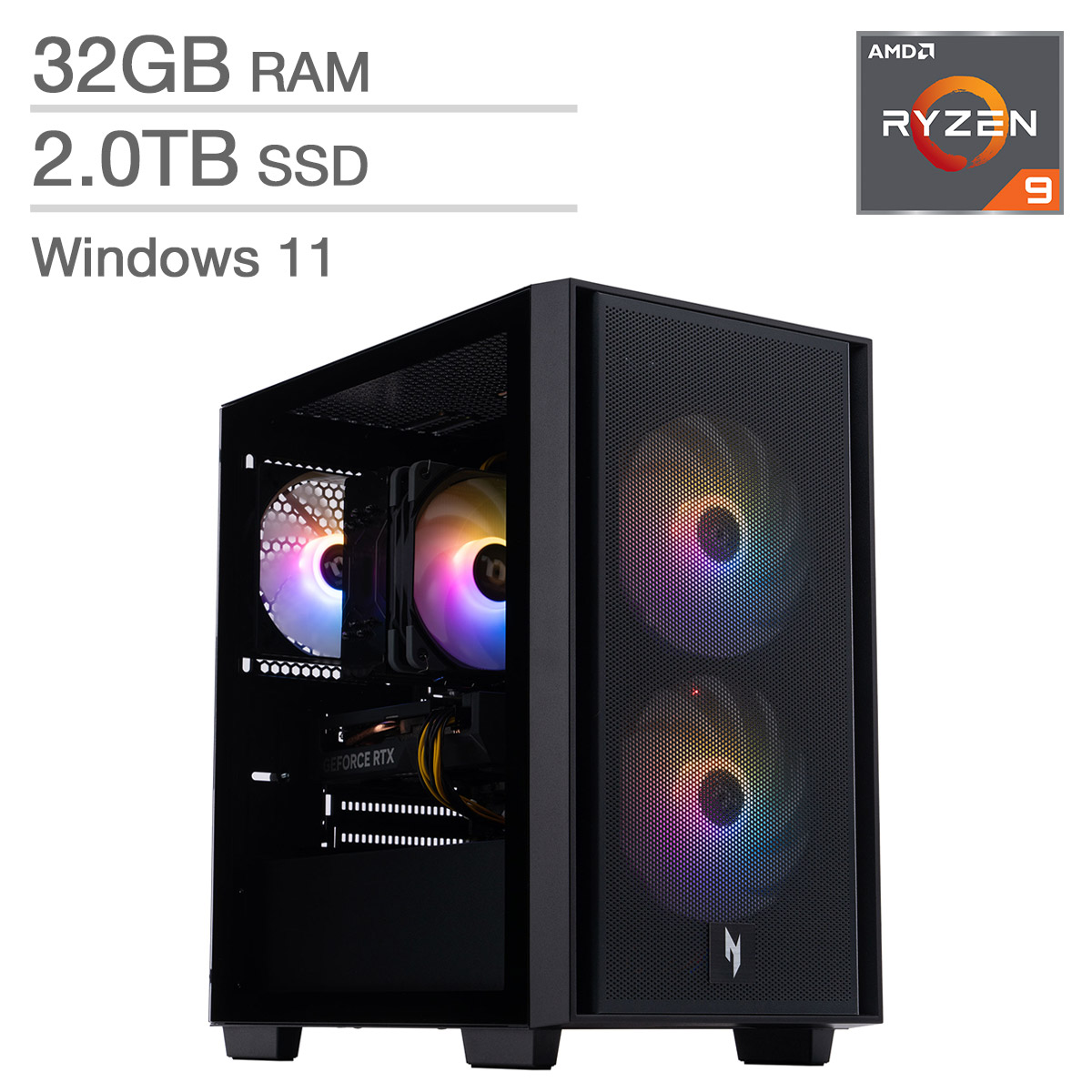 Acer Nitro 60 Gaming Desktop, AMD Ryzen 9 7900 - 32GB RAM, 2 TB SSD- 16 GB NVIDIA GeForce RTX 5070Ti