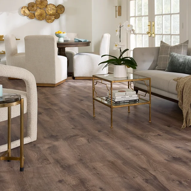 Mohawk Home 12MM Thick 9.4in X 47.2in AC4 Waterproof Surface Laminate Wood Plank Flooring (18.6 sq ft/ctn), Stonebriar Oak