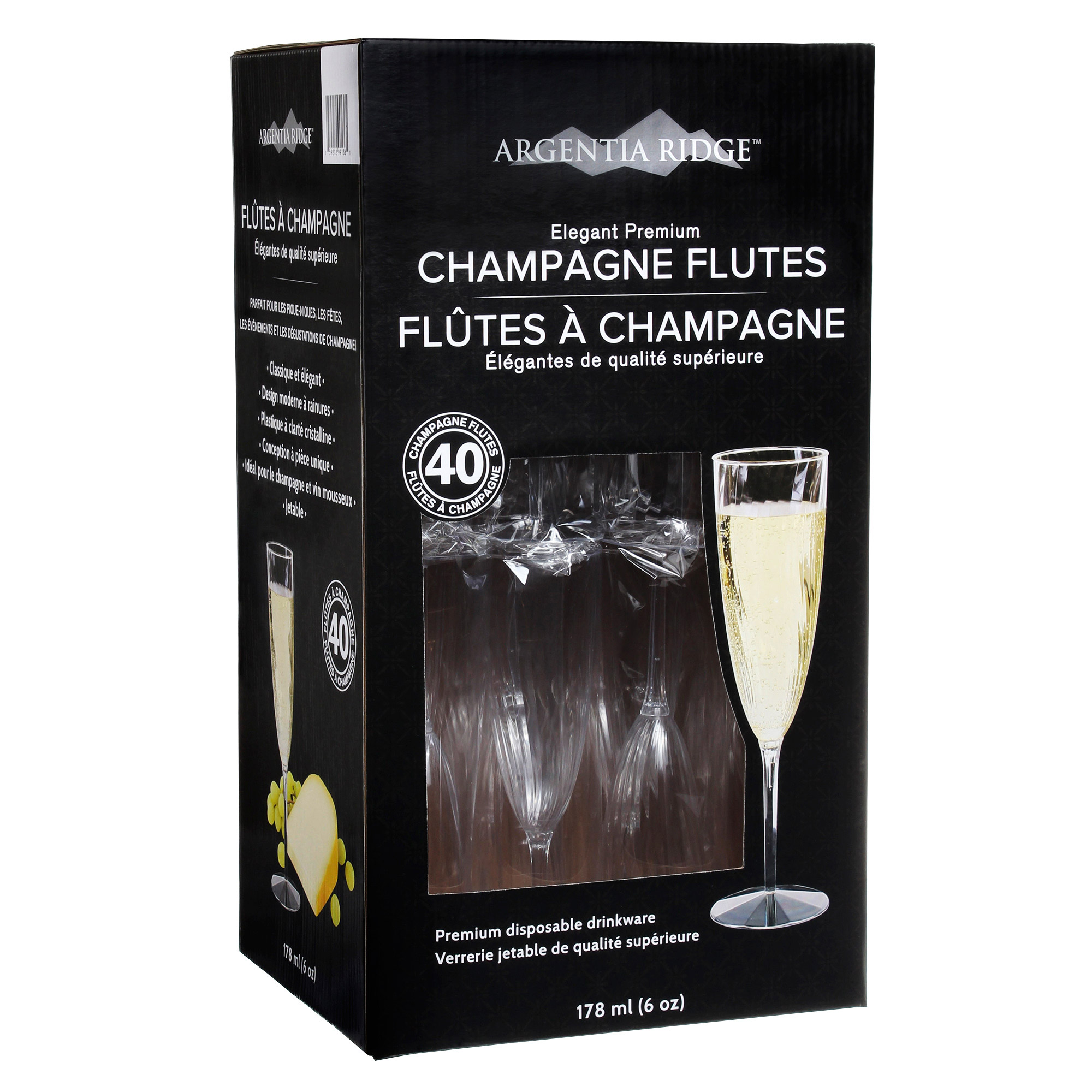 Argentia Ridge 6-oz. Plastic Champagne Flutes, 40-count | Costco