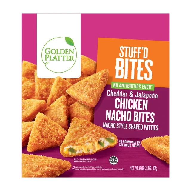 GOLDEN PLATTER CHICKEN NACHO BITES CHEDDAR JALAPENO 32 OZ
