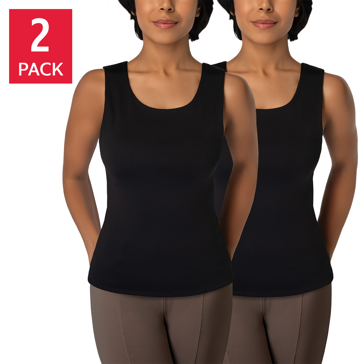 Layer Zero by 32 Degrees Women's Double Lined Tank Top, 2-pack
