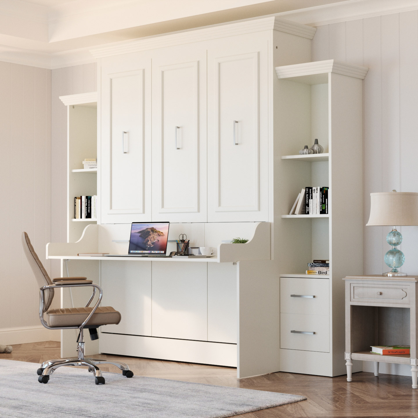 Perth Queen Deluxe Wall bed with Desk & Storage