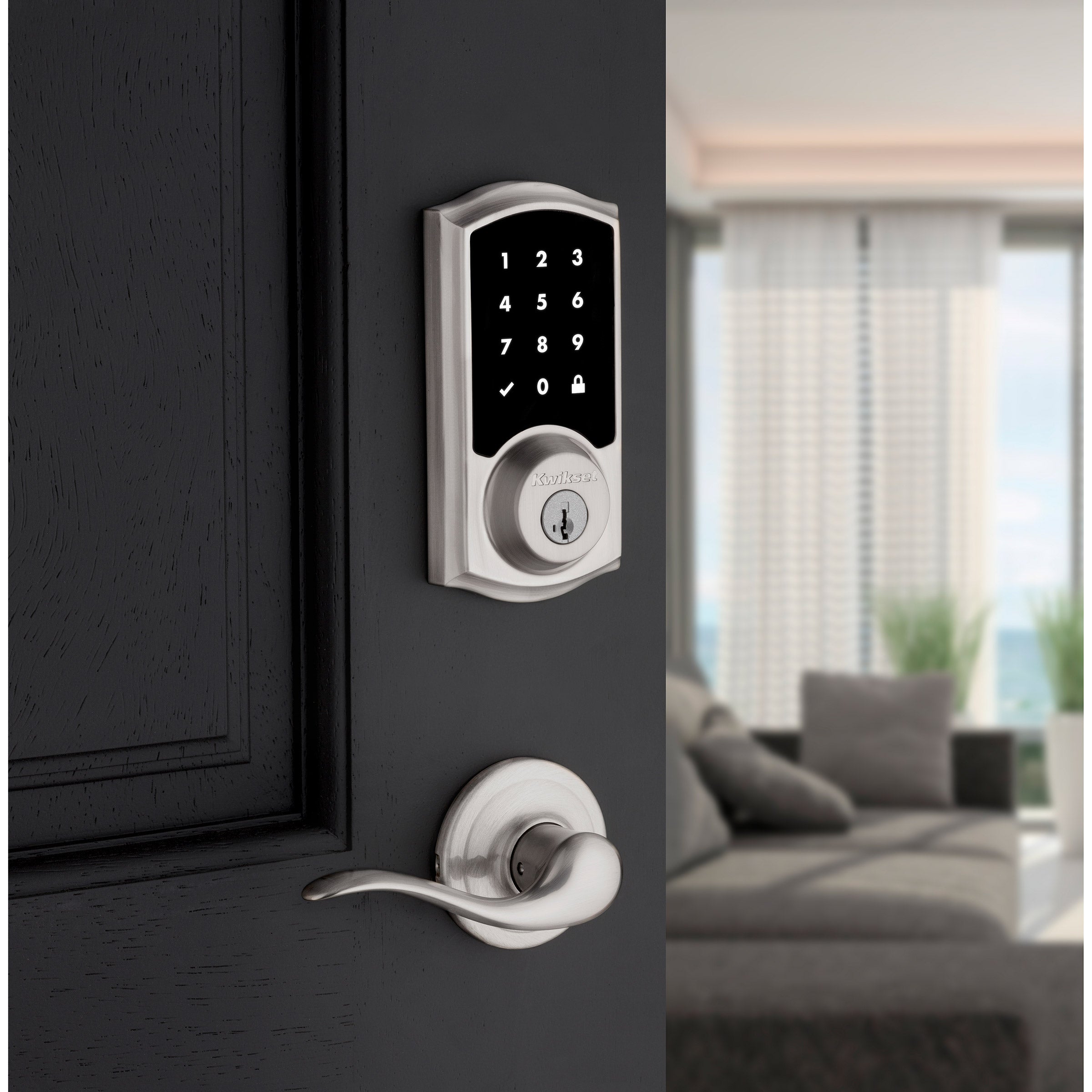 Kwikset SmartCode 916 Z-Wave Smart Lock with Tustin Lever | Costco