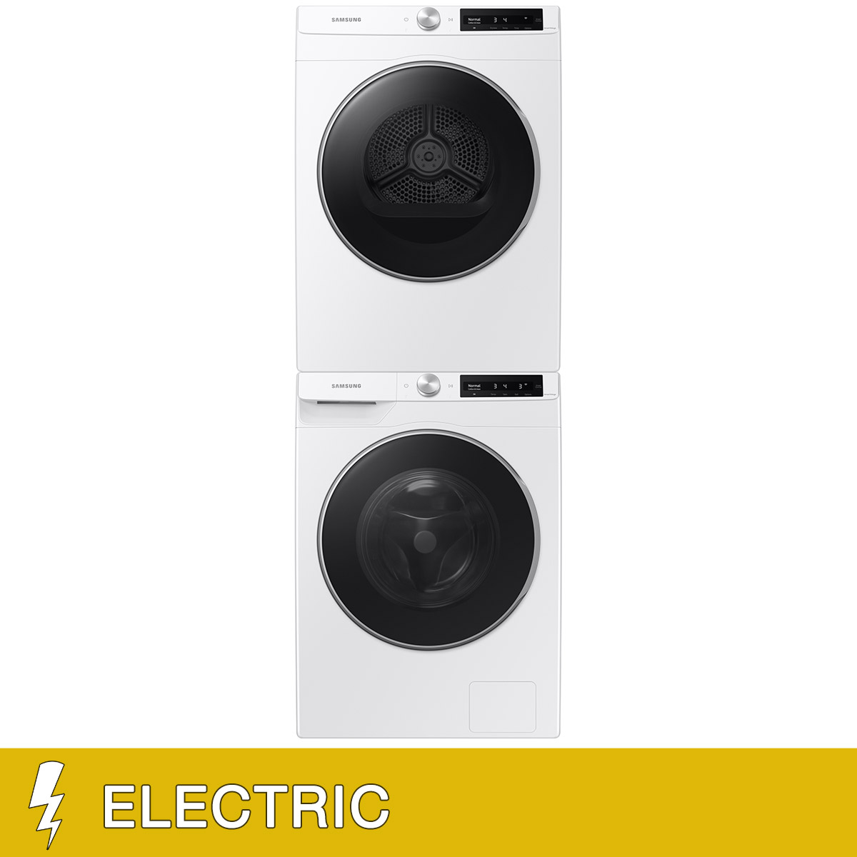 Samsung 2.5 cu. ft. Compact Front Load Washer with Super Speed Wash and 4.0 cu. ft. ELECTRIC Dryer and AI Smart Dial with Stacking Kit