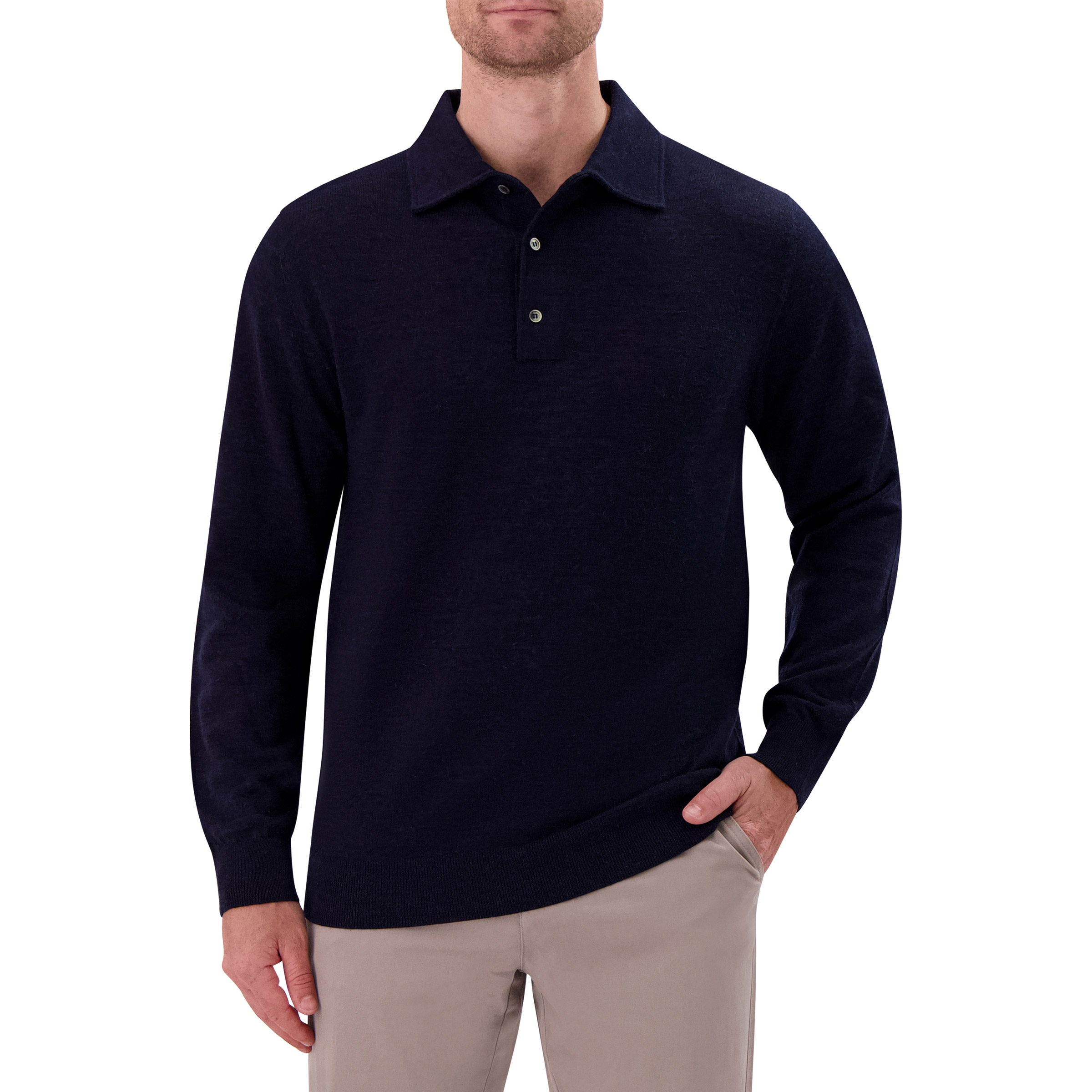 Modern English Men's Long Sleeve Merino Wool Polo Sweater