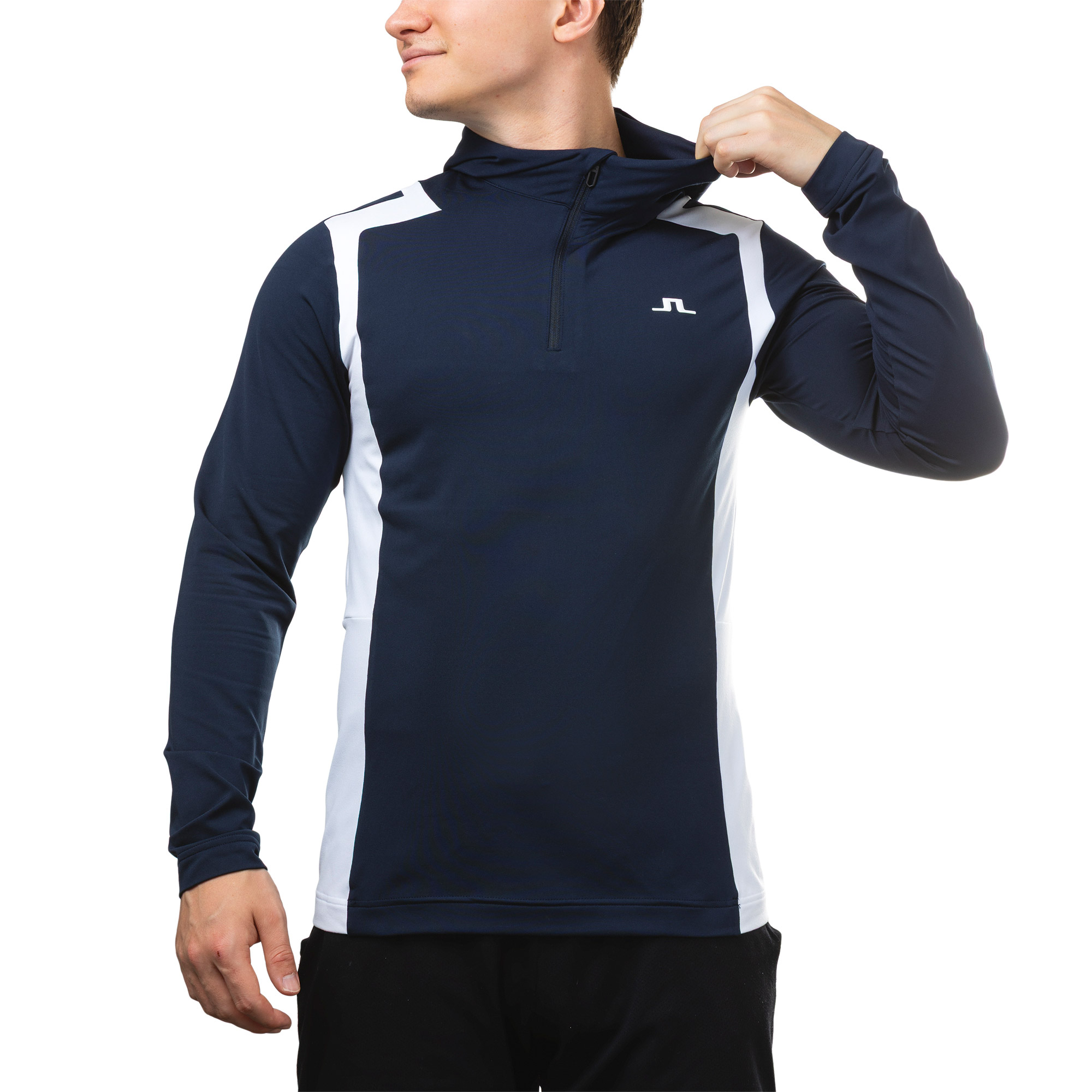 J. Lindeberg Men's 1/4 Zip Long Sleeve Hooded Top