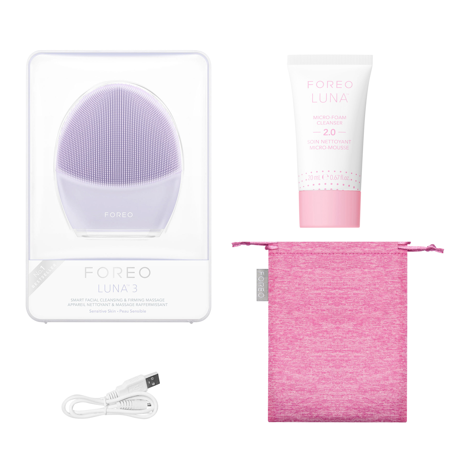 FOREO LUNA 3 Facial Cleansing & Firming Massage Device, +