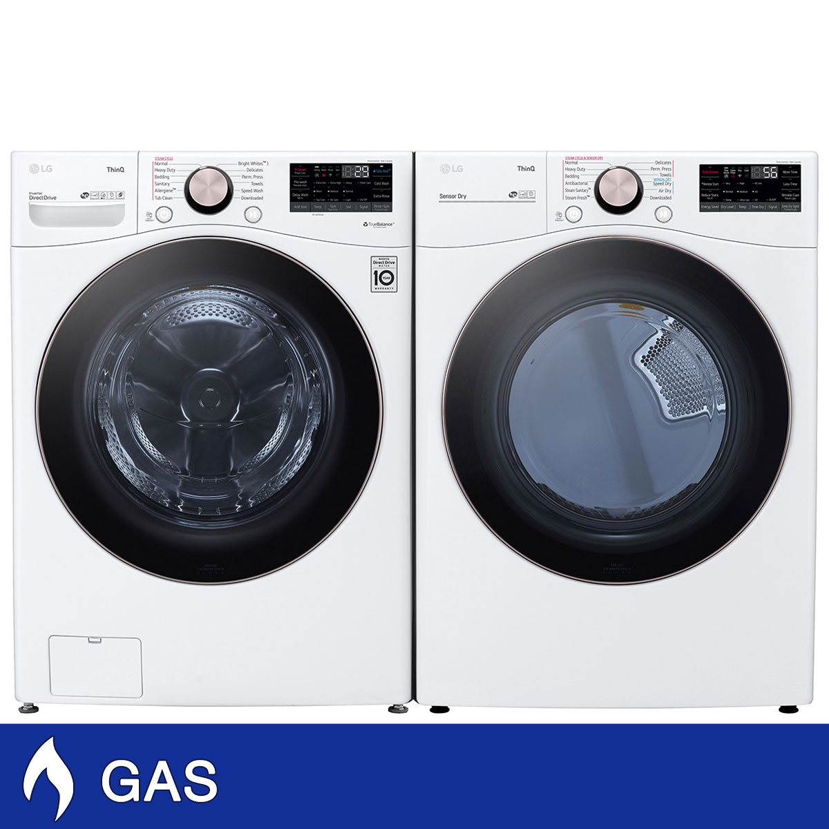 LG 4.5 cu. ft. Front Load Washer with TurboWash 360° and 7.4 cu. ft. GAS Dryer with TurboSteam and Built-In Intelligence