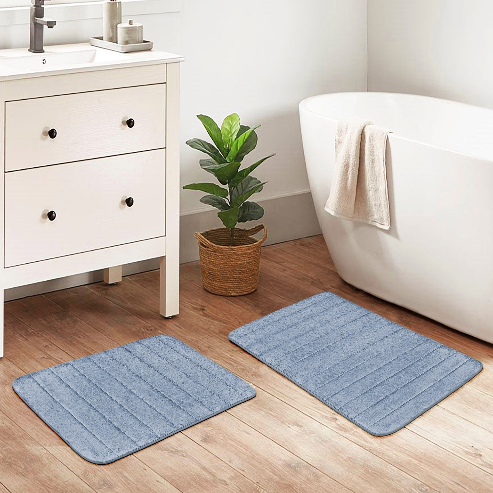 Channel Stitch Memory Foam Bath Mat  2-pack