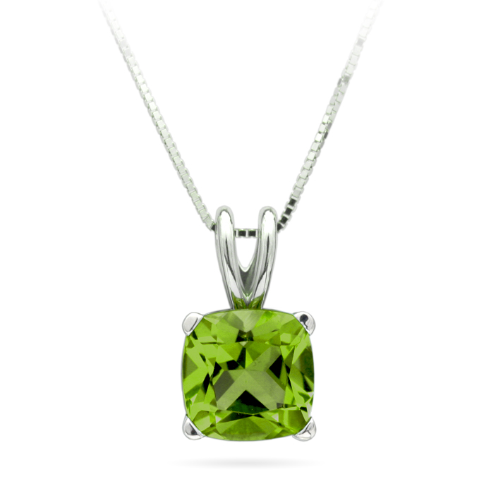 Peridot Solitaire Pendant 14-kt White Gold