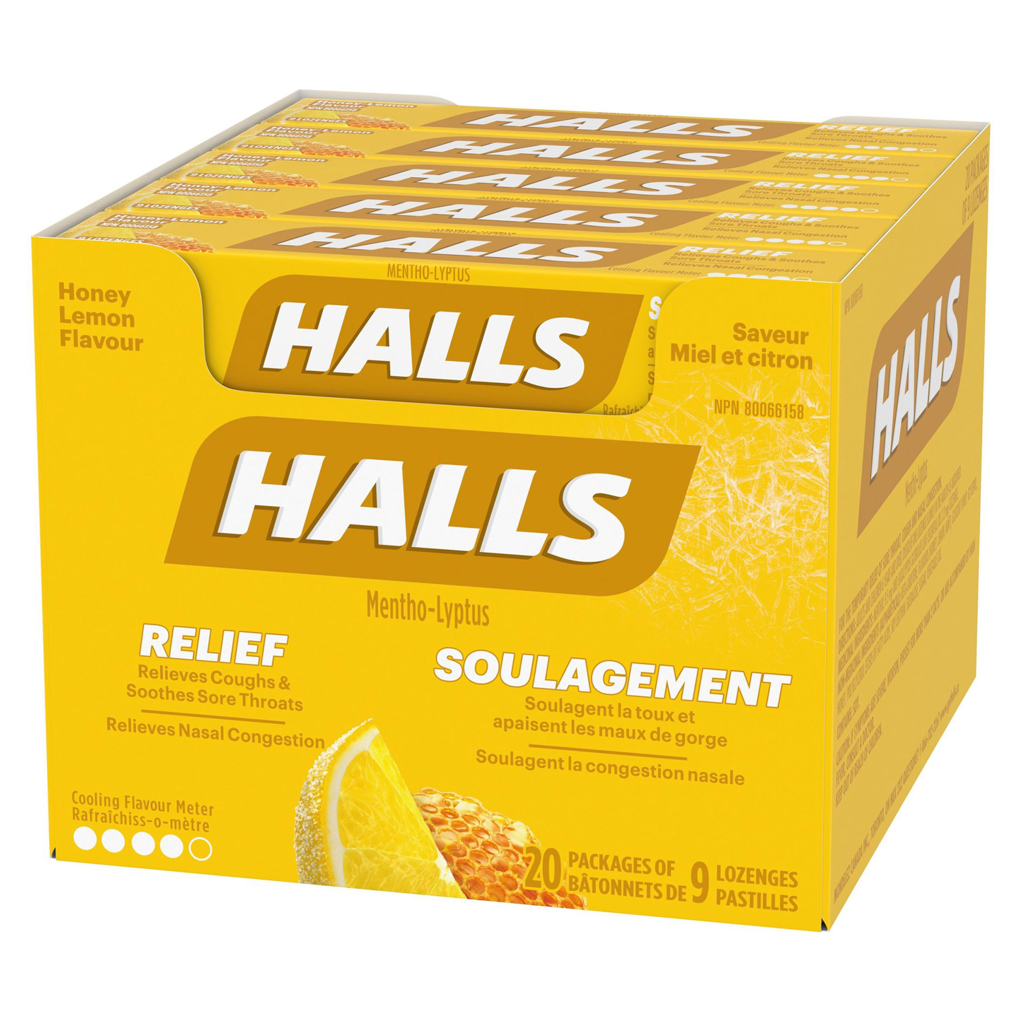 Halls - Pastilles à saveur de miel et citron, 20 × 9 pastilles