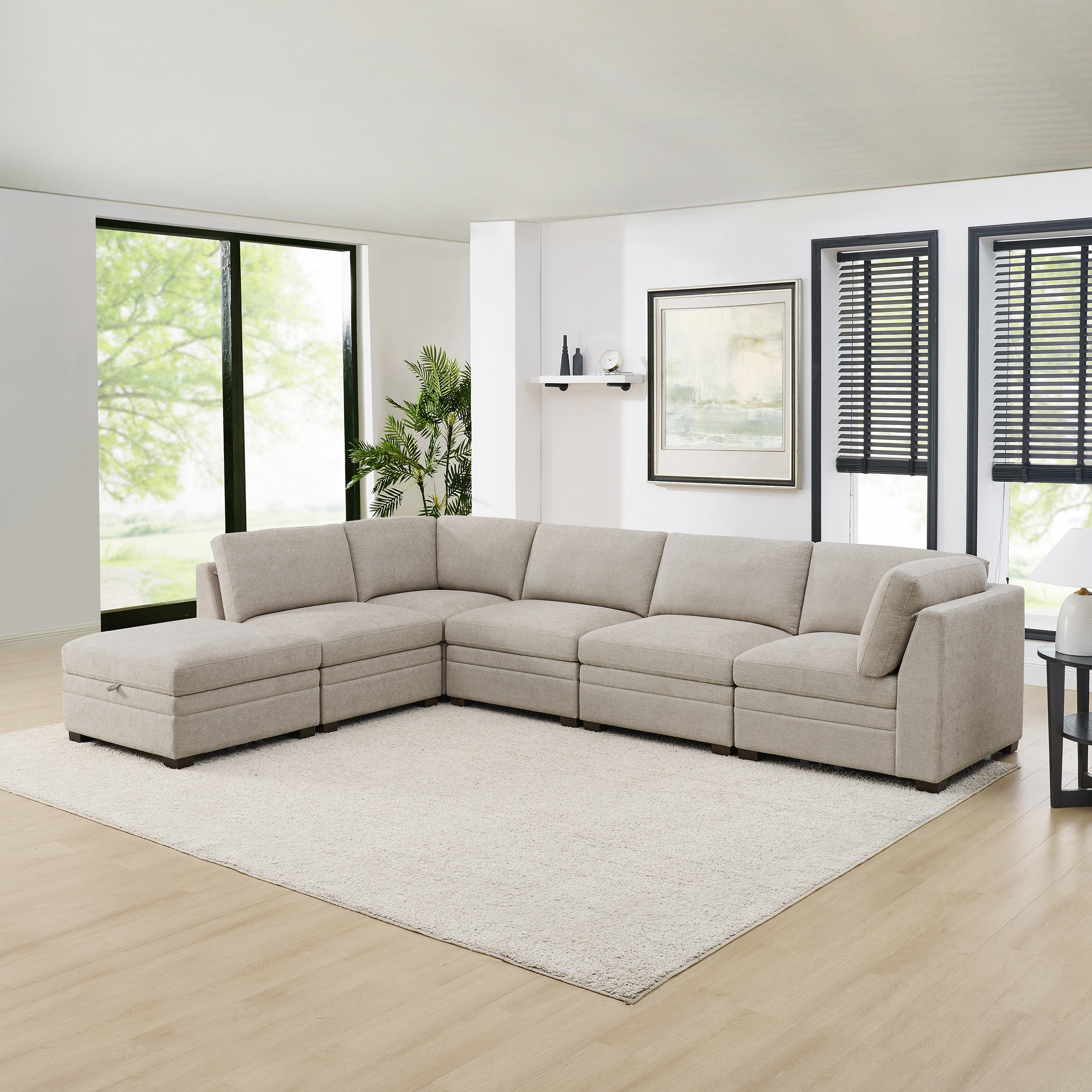 Costco Thomasville Tisdaleモジュラーソファ 6ピース Thomasville Tisdale 6-piece Fabric Sectional with Storage Ottoman
