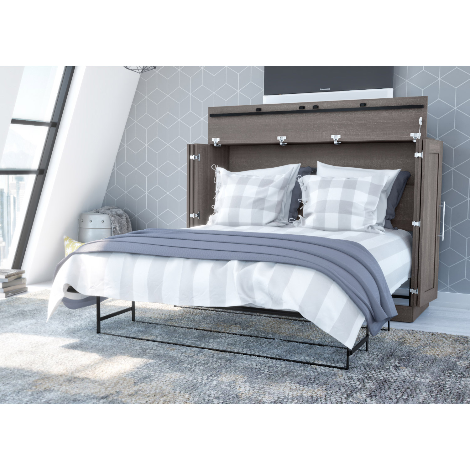 Illusion Full Cabinet Bed With Mattress  Gray