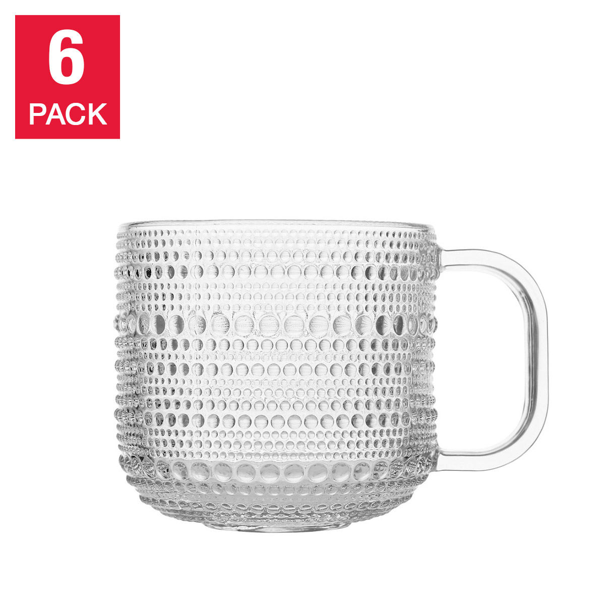 Fortessa Jupiter 400 mL (13.5 oz.) Clear Coffee Cup set, 6-pieces