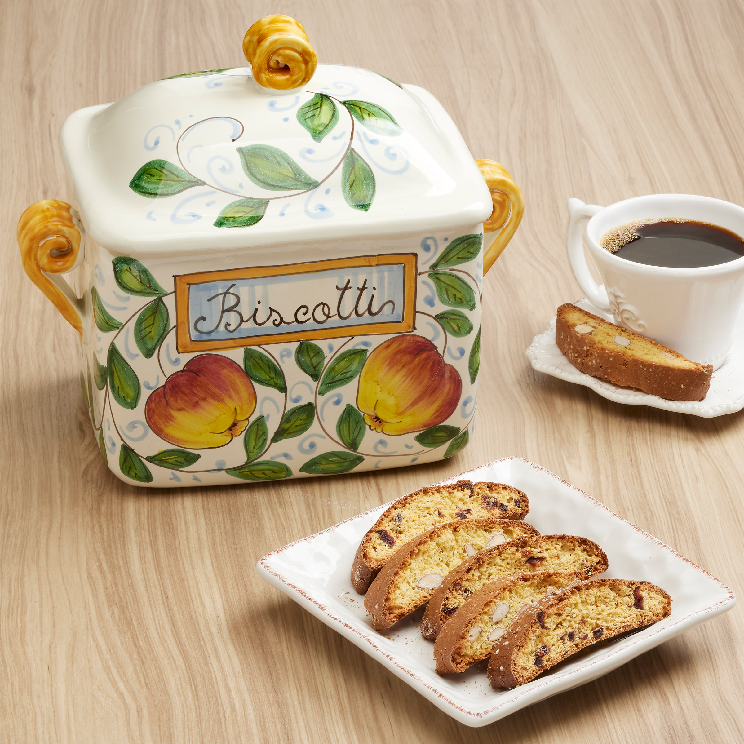 Belli Biscotti Hand Painted Ceramic Jar, Italian Semi Soft
