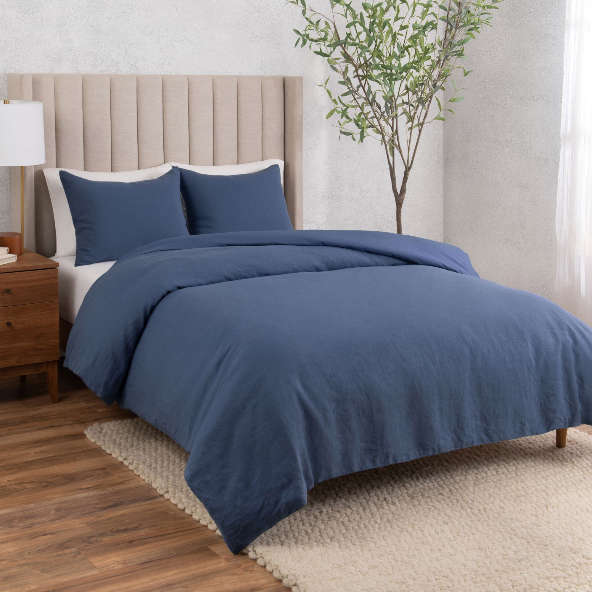 Queen WelHome Cotton Linen Relaxed Duvet Cover, 3-piece Set