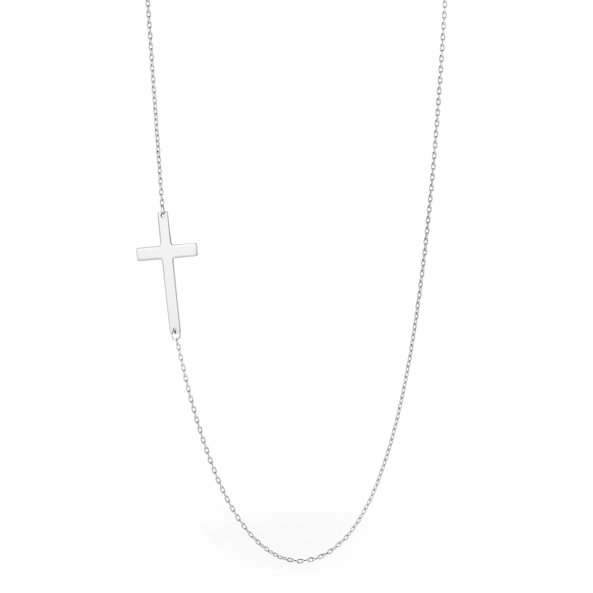 High Polish Side Cross Necklace in 14-kt Gold