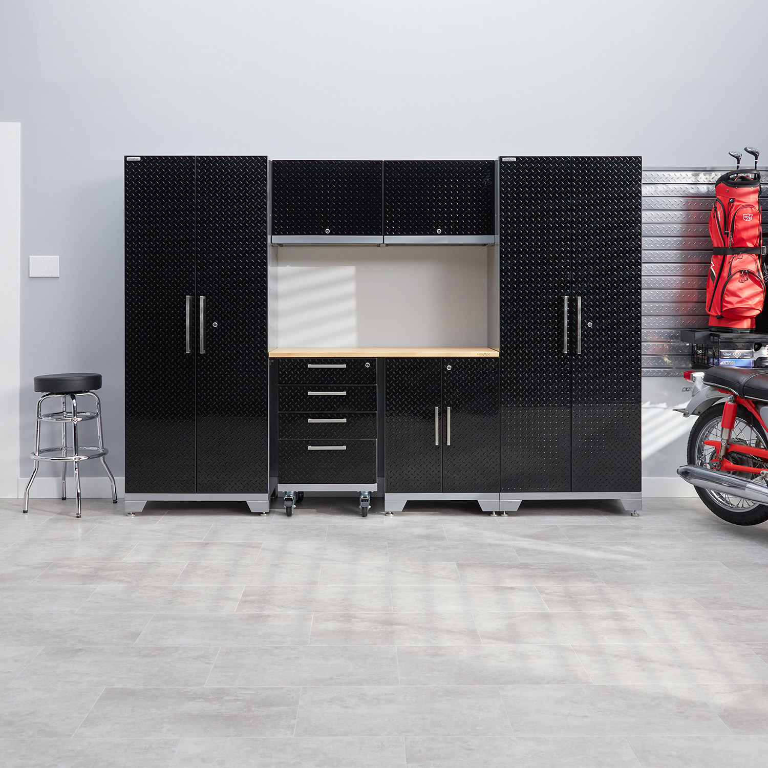 NewAge Products Performance Diamond Plate Series Garage Cabinets, 7-piece Set