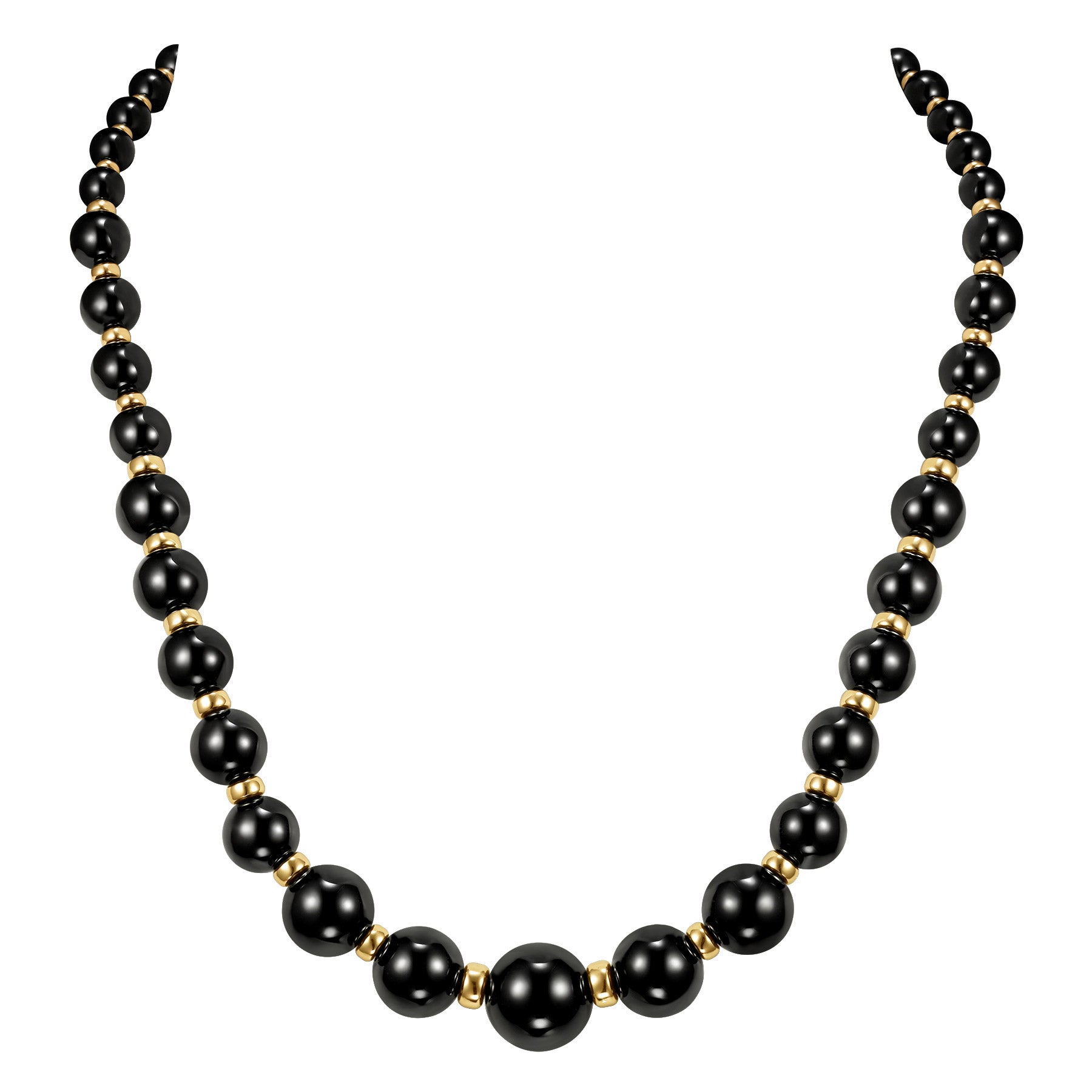 Black Onyx Bead 14kt Yellow Gold Necklace | Costco