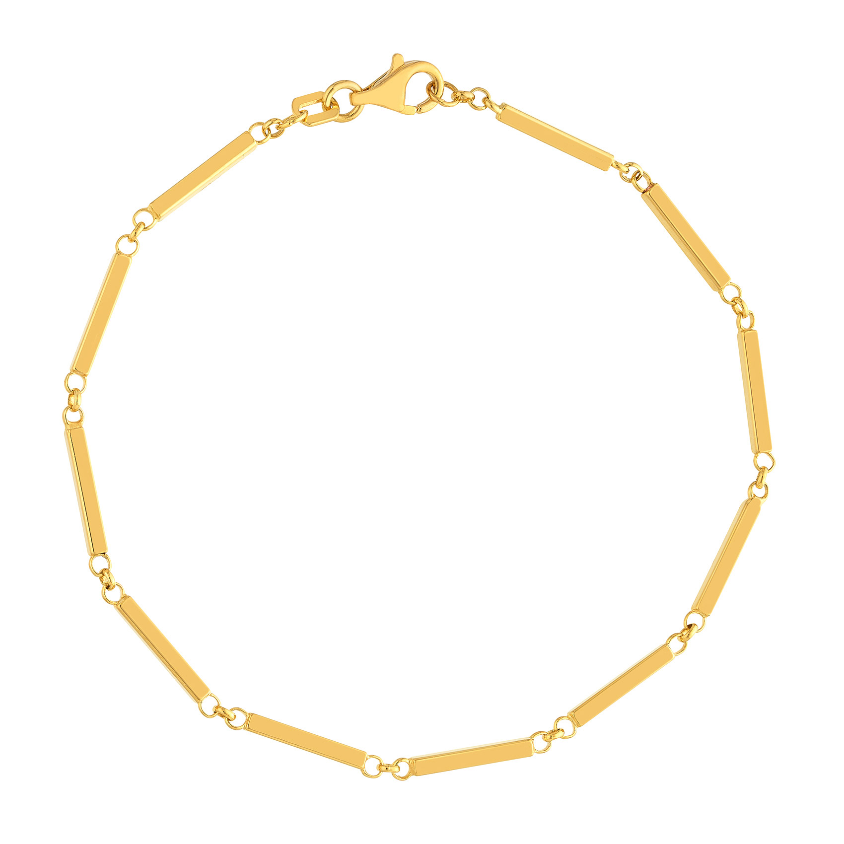 Bar Station with Rolo Links Bracelet in Yellow Gold