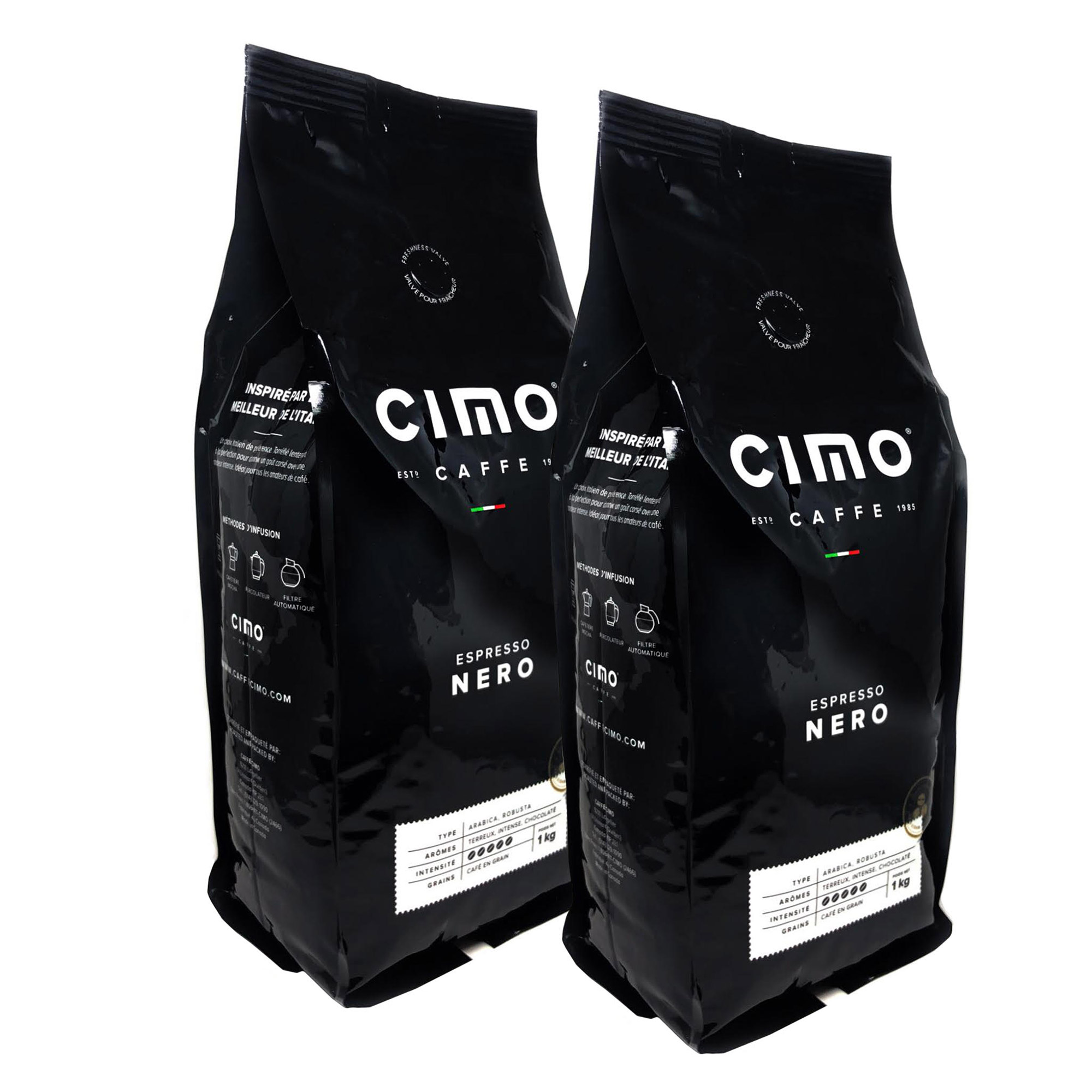 Caffe Cimo Nero Beans, 2 x 1 kg