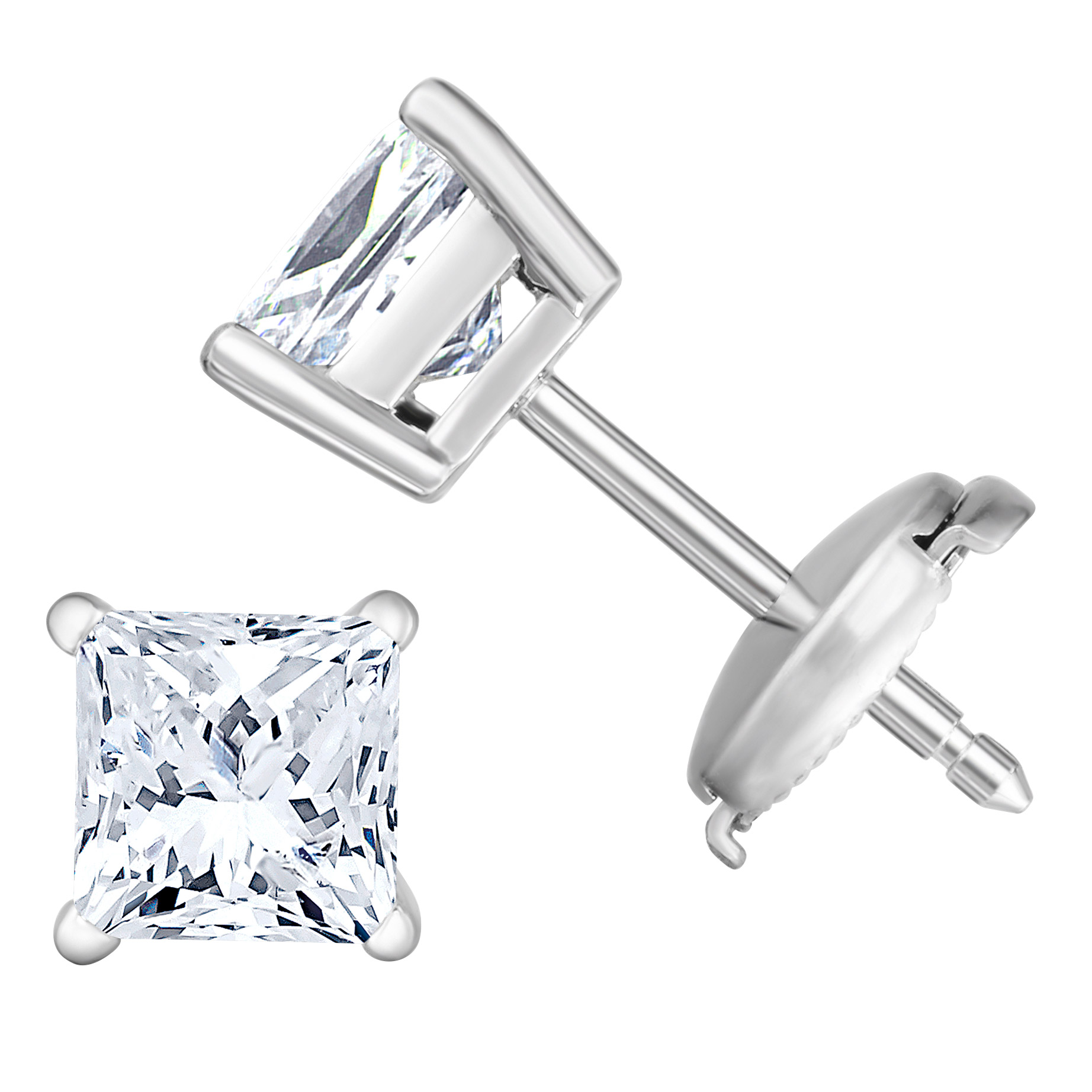 Princess Cut Diamond Stud Earrings (1.00 ctw)
